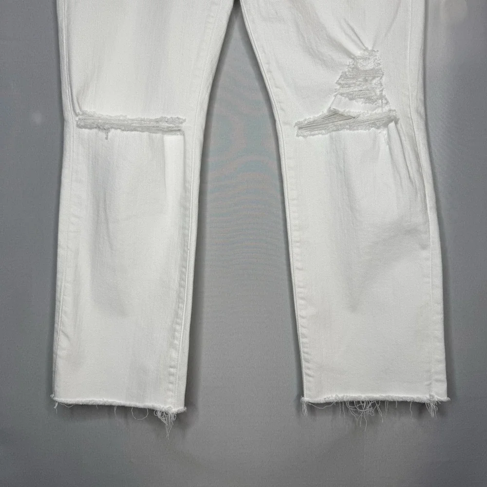 Veronica Beard Jeans Ryleigh Slim Straight High Rise White Button Fly Womens 32